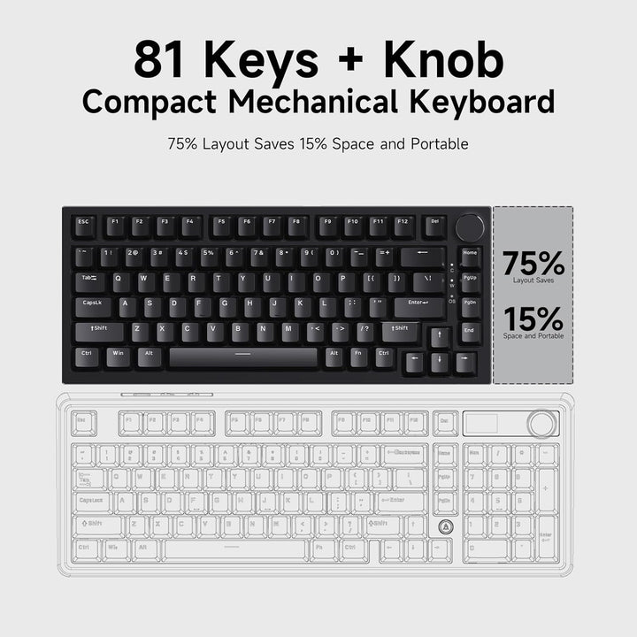 Ajazz AK820 - Teclado mecánico para juegos con cable, 75% con cable...