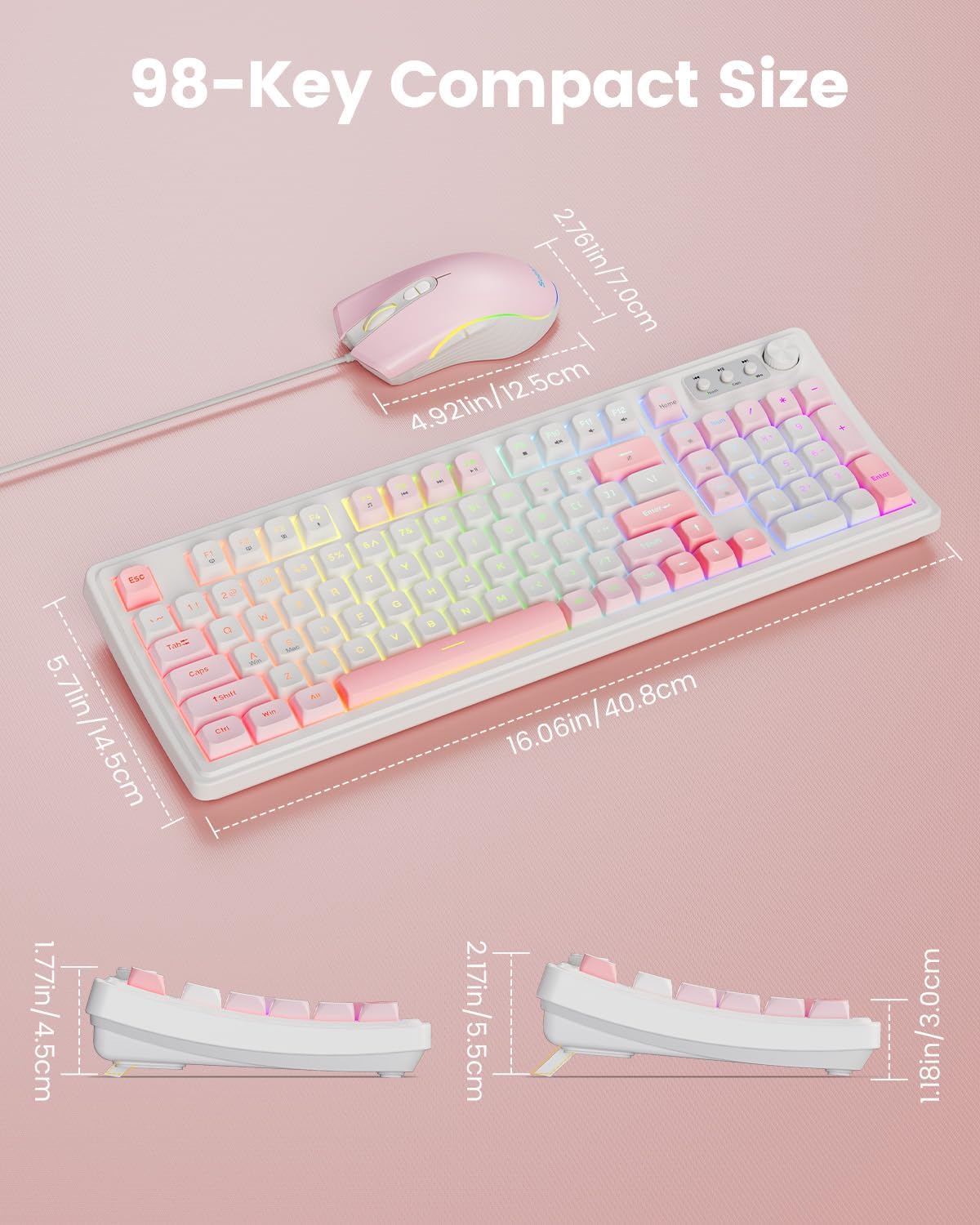 SABLUTE Teclado y mouse para juegos con cable, teclado y mouse con...