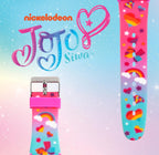 Accutime JoJo Siwa - Juego combinado de auriculares y reloj inteligente, juegos interactivos de aprendizaje, auriculares rosas ajustables, múltiples caras de reloj, ideal para niñas de 6 años en