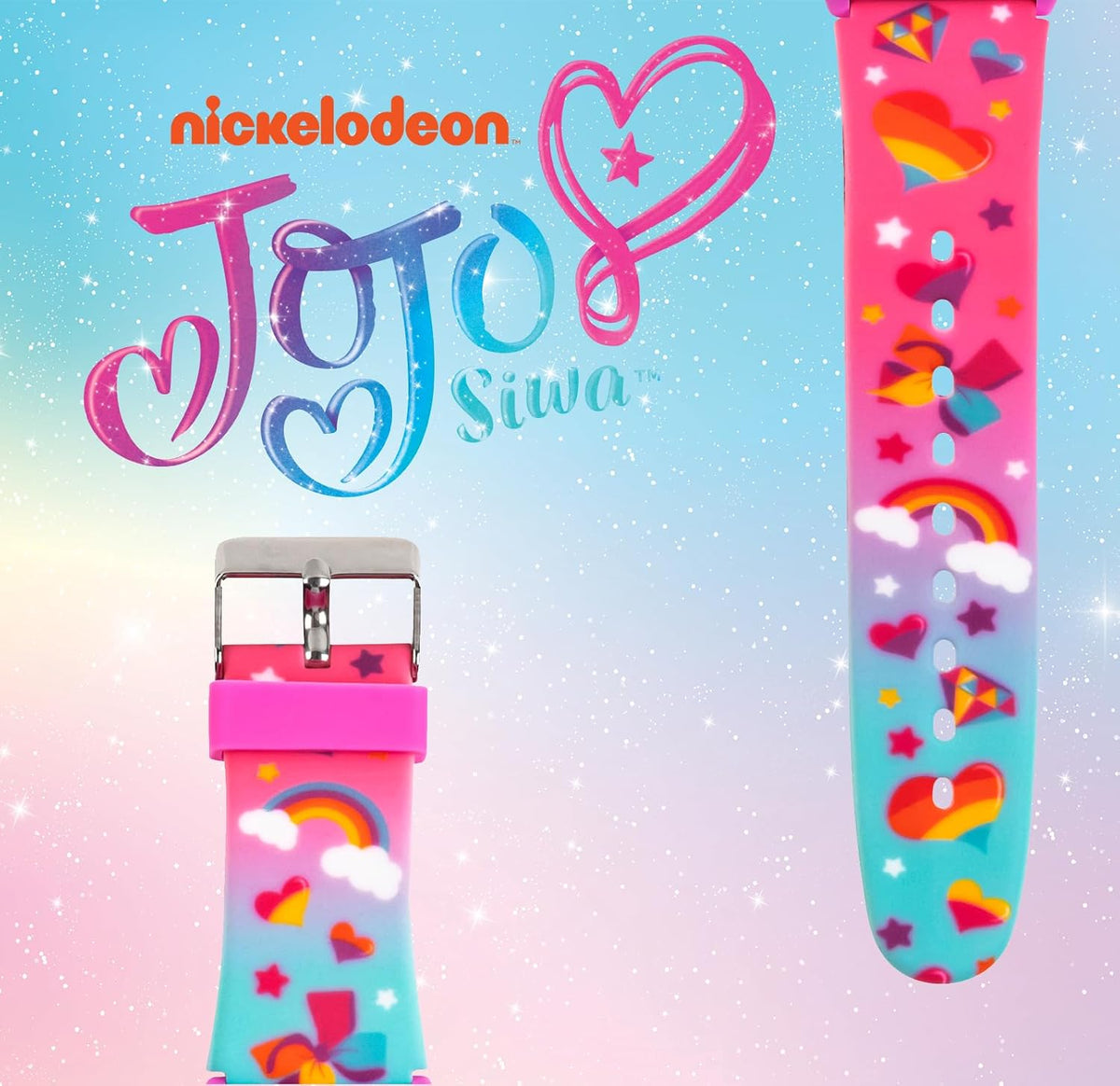 Accutime JoJo Siwa - Juego combinado de auriculares y reloj inteligente, juegos interactivos de aprendizaje, auriculares rosas ajustables, múltiples caras de reloj, ideal para niñas de 6 años en