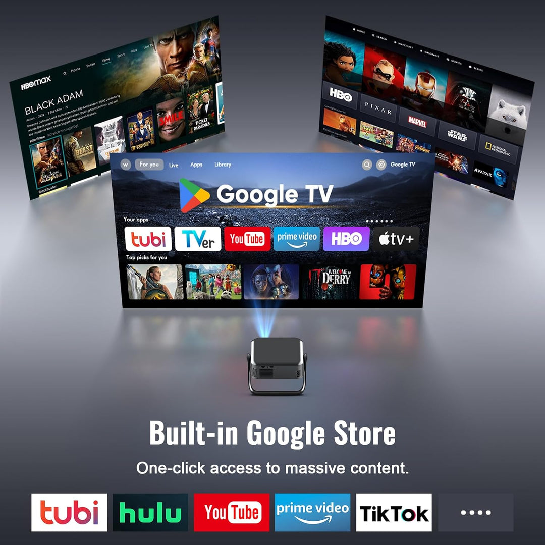 Proyector inteligente con WiFi6 y Bluetooth5.2, negro