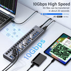 ACASIS, HS082, hub USB 3.2 de 16 puertos, alimentado
