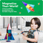 PicassoTiles Juego de 80 piezas de azulejos magnéticos, juego de
