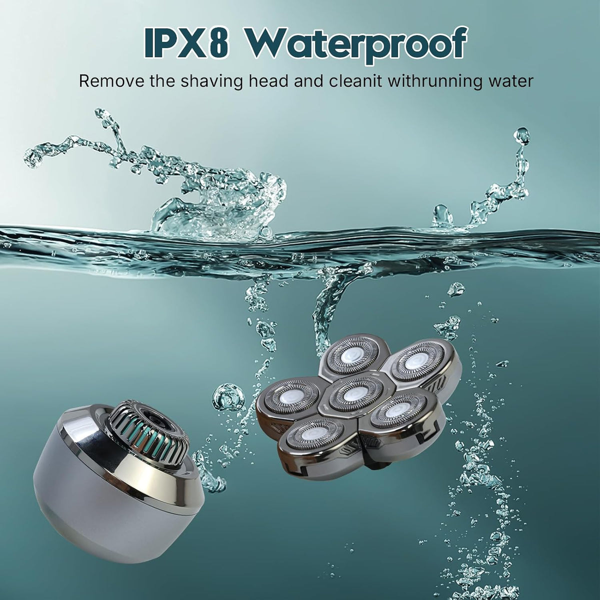 Afeitadoras de cabeza para hombres calvos: afeitadora de cabeza desmontable mejorada, cabezales flotantes 6D, afeitadora eléctrica seca y húmeda, IPX8 impermeable, pantalla LED