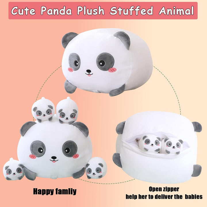 SQEQE Panda Mommy - Animal de peluche con 4 pandas de bebé, juguete...