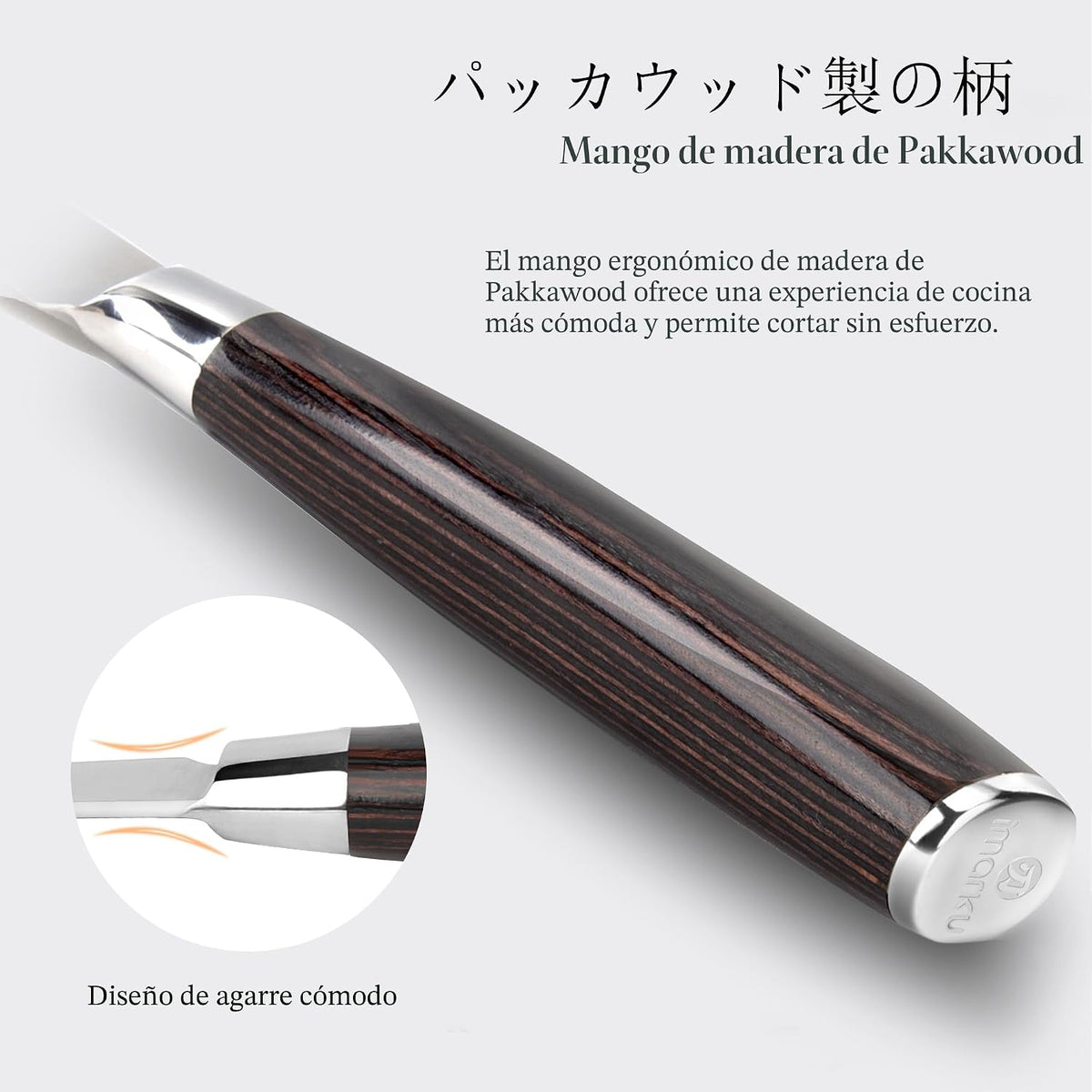 imarku - Juego de cuchillos de cocina de acero inoxidable japonés HC (3