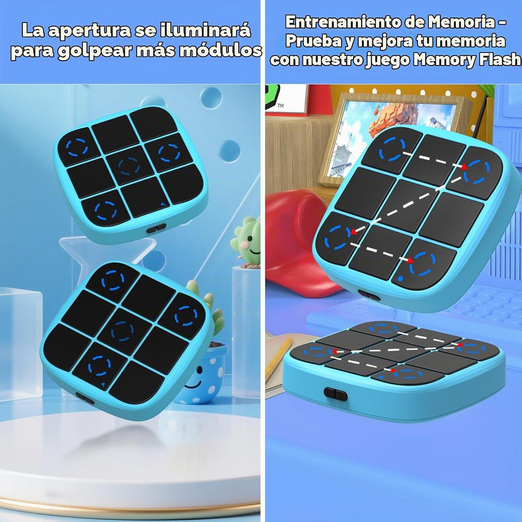 KOQQQ Juego de pernos recargables Tic-Tac-Toe, consola de rompecabezas portátil 4 en 1, juego de memoria educativo electrónico, juegos de mesa portátiles de viaje en automóvil para niños y adultos