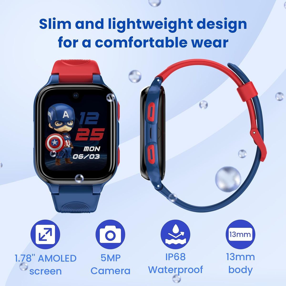 K9 Kids Smartwatch Inteligente Púrpura, Azul y Negro