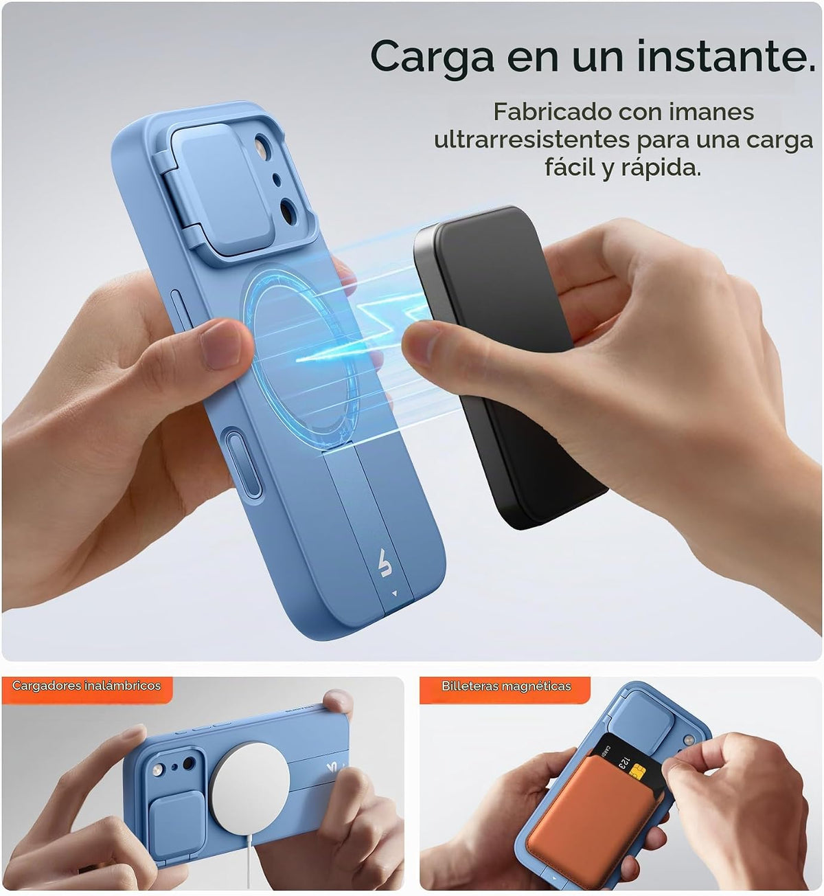 SURITCH para iPhone 18 Pro funda para MagSafe, Tapacámara, Azul Claro