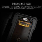 ASUS TUF Gaming A1 - Carcasa externa M.2 NVMe SATA PCIe SSD - USB-C, M.2 Q-Latch para una fácil instalación, resistencia a las caídas, resistencia al agua y al polvo IP68, soporte para PS5 y Xbox, color negro