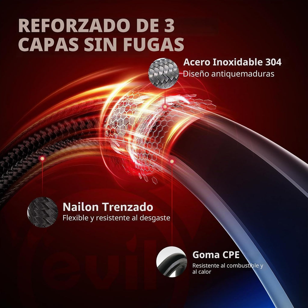EVIL ENERGY - Juego de línea de combustible 6AN con llave ajustable 3AN-16AN, manguera trenzada de línea de combustible CPE de 6AN con kit de montaje de 20 pies