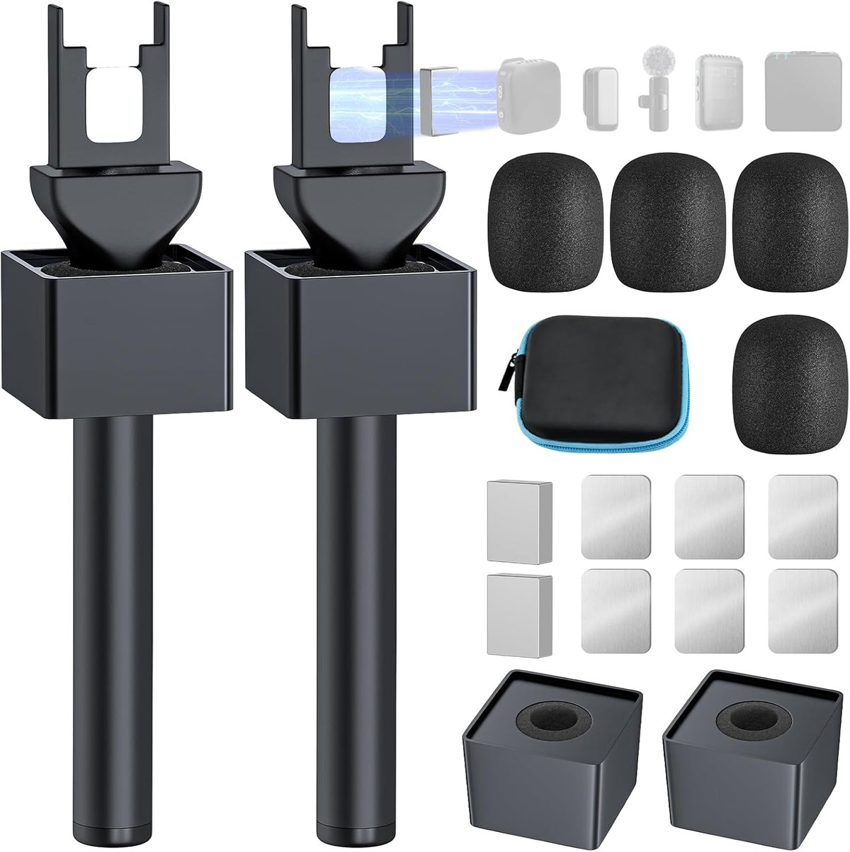 Adaptador manual para micrófono de entrevista, 2 paquetes de soport...