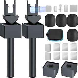 Adaptador manual para micrófono de entrevista, 2 paquetes de soport...