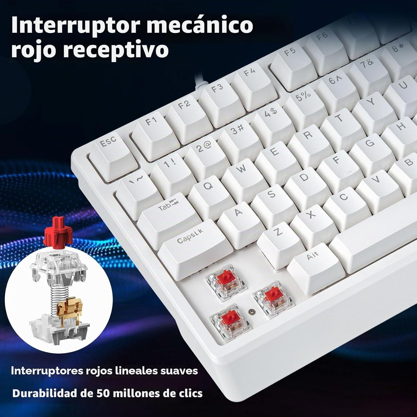 HUO JI Teclado mecánico para juegos con cable, 17 modos retroilumin...