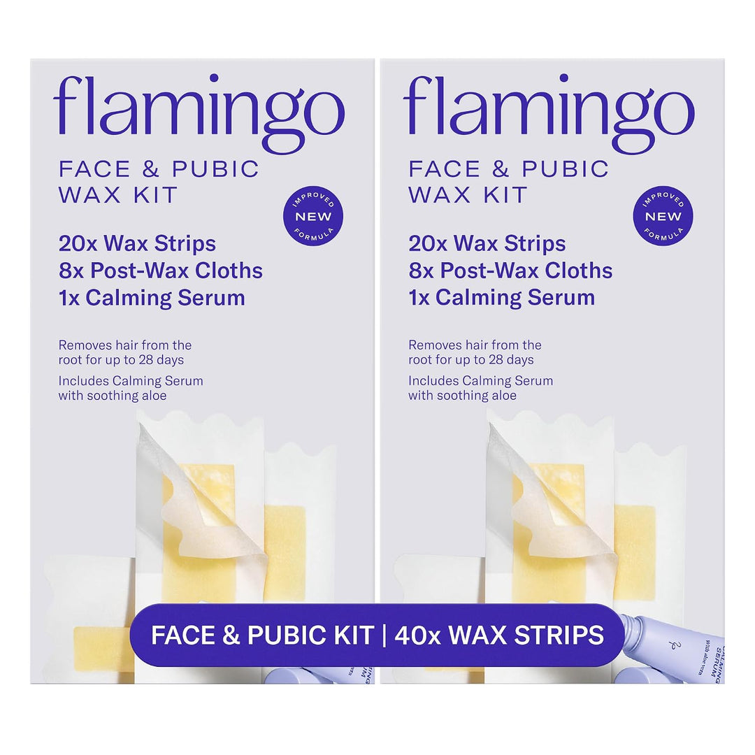 Flamingo Kit de cera facial y bikini para mujer, tiras de cera para...