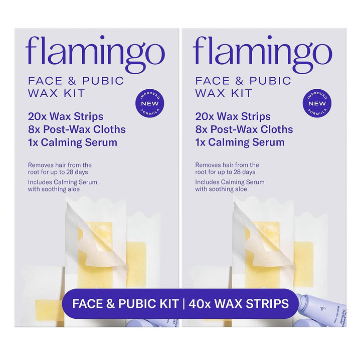 Flamingo Kit de cera facial y bikini para mujer, tiras de cera para...