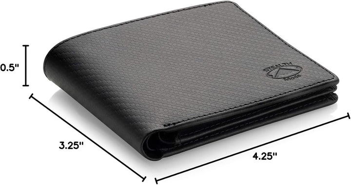 Cartera plegable de piel Stealth Mode para hombre con ventana de id...