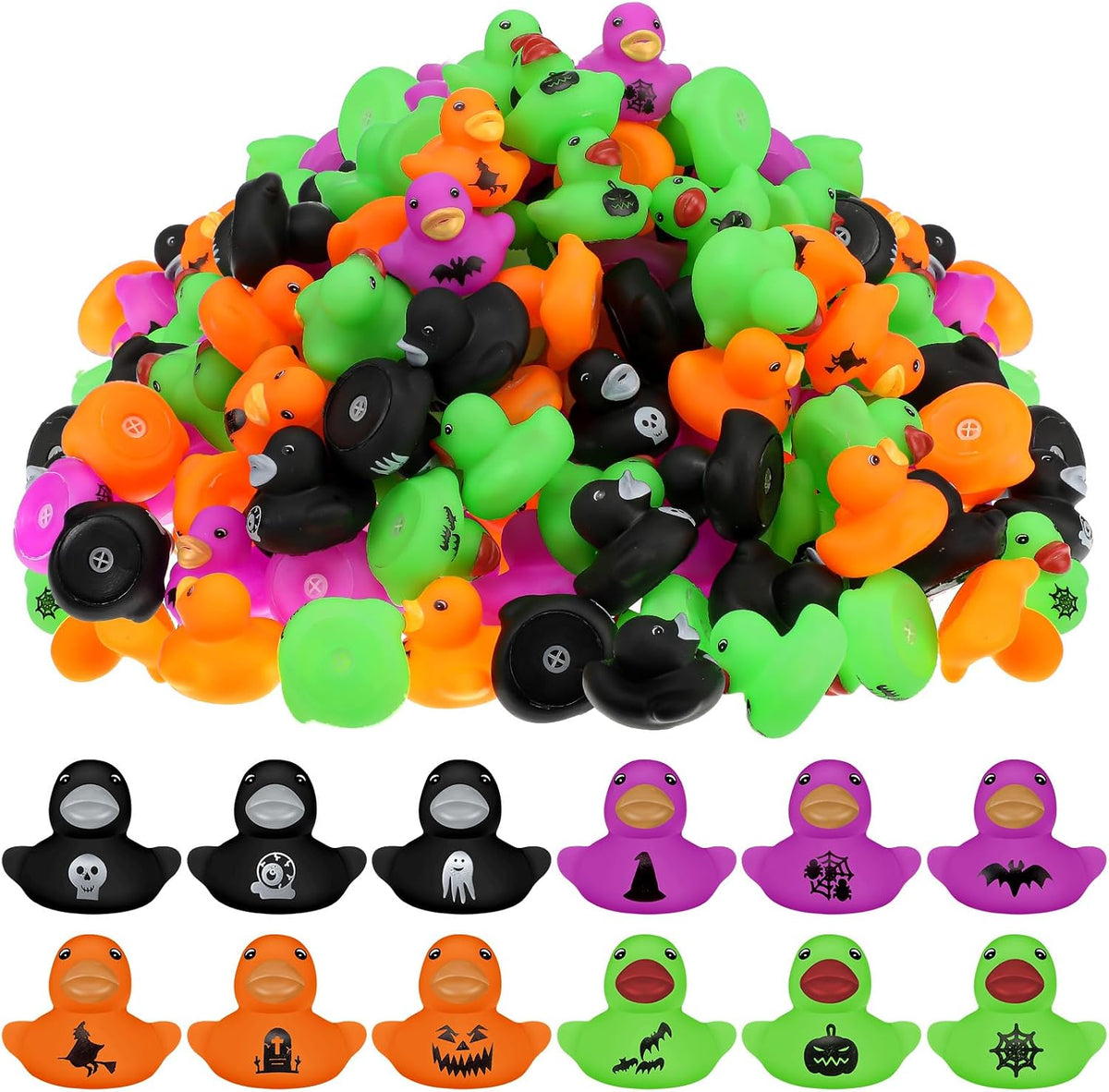 200 piezas de patos de goma de Halloween al por mayor, patos de goma pequeños, regalos al por mayor para Halloween, recuerdos de fiesta (pato de Halloween)