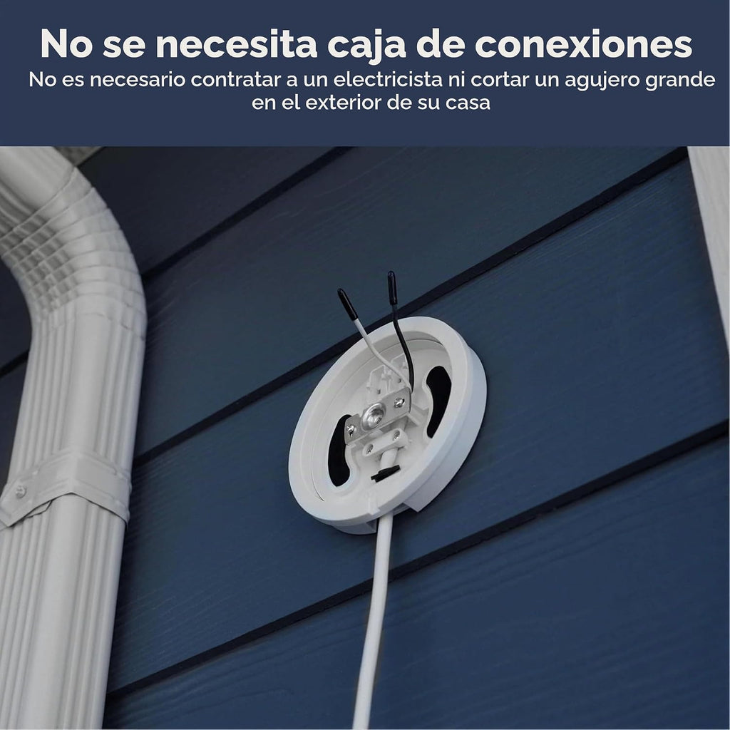 WYZE Floodlight Camera v2 con montaje enchufable, cámara de seguridad 2K HD para exteriores, visión nocturna a color, activada por movimiento, caja eléctrica con cable de alimentación resistente a la