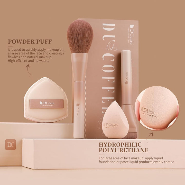 DUcare Juego de 14 brochas de maquillaje para regalo, 12 brochas de...