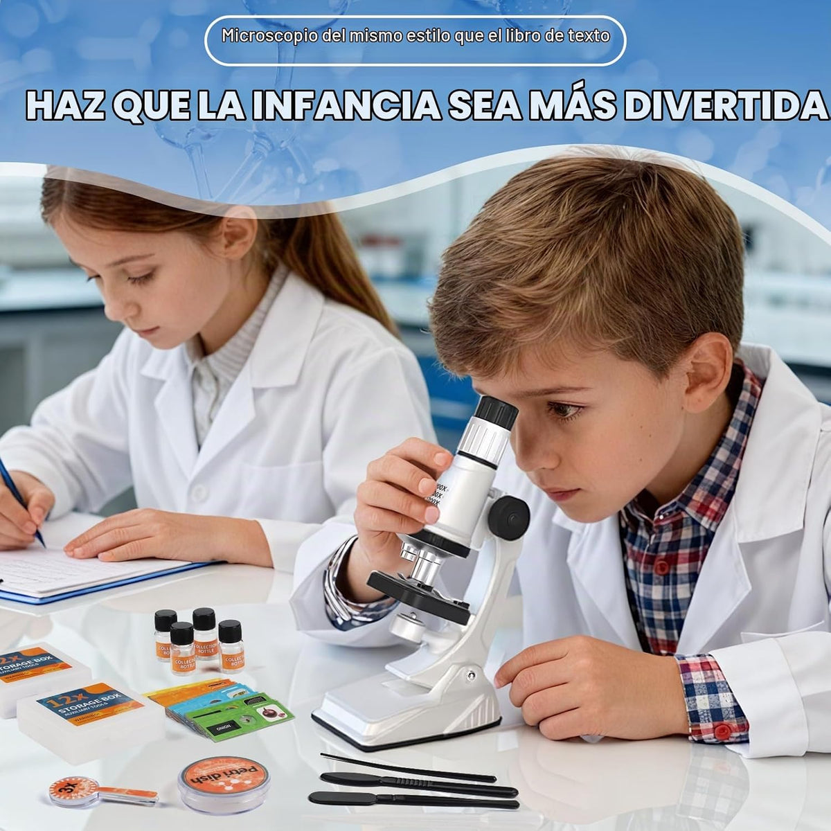 Kids Microscope Kit con Blank y Prepared Slides
