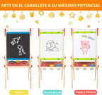 Caballete de madera para niños con rollo de papel y accesorios Hape All-in-One