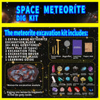 Kit de excavación de piedras preciosas de meteoritos y espacios: desenterrar más de 30 piedras preciosas y cristales reales, kit de ciencia para niños, kit de excavación de gemas, regalo para niñas y