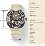 Reloj mecánico automático para hombre 1.693 in banda de silicona plateada