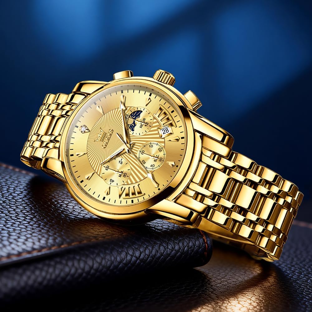 OLEVS Relojes para Hombres de Negocios de Acero Inoxidable, a Prueba de Agua, Estilo Casual Formal