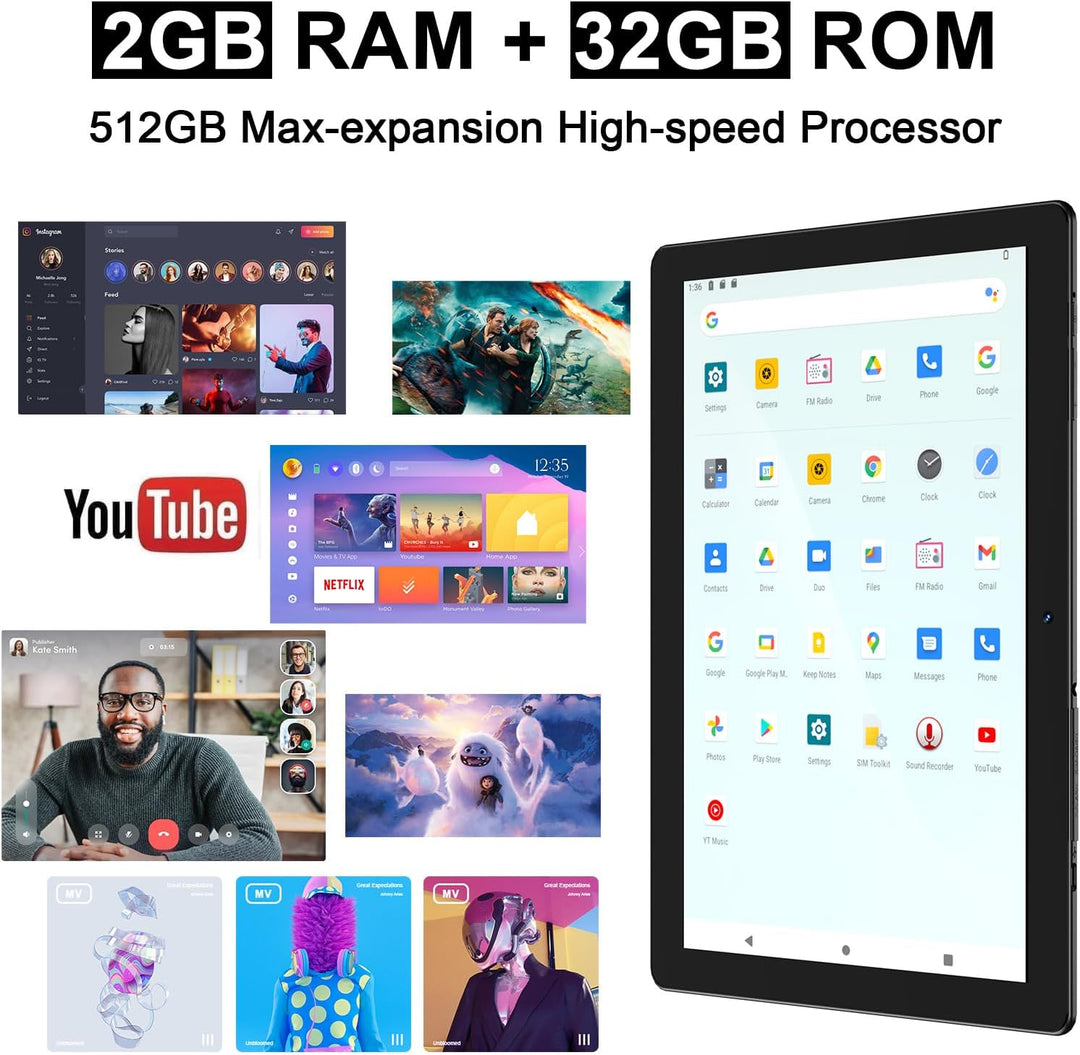 Tablet de 10 Pulgadas, Tablet Android con 64 GB de Almacenamiento,...