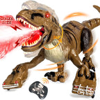 Juguetes de dinosaurio con control remoto para niños, juguetes de dinosaurio robot grandes con cabeza que se balancea 360° y rociador, dinosaurio T-Rex realista que camina y ruge, juguete de