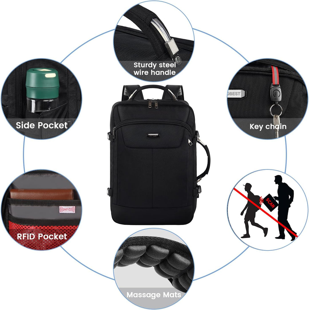 VECKUSON 40L Carry-On Backpack - TSA Approved for Flights, RFID Ant...