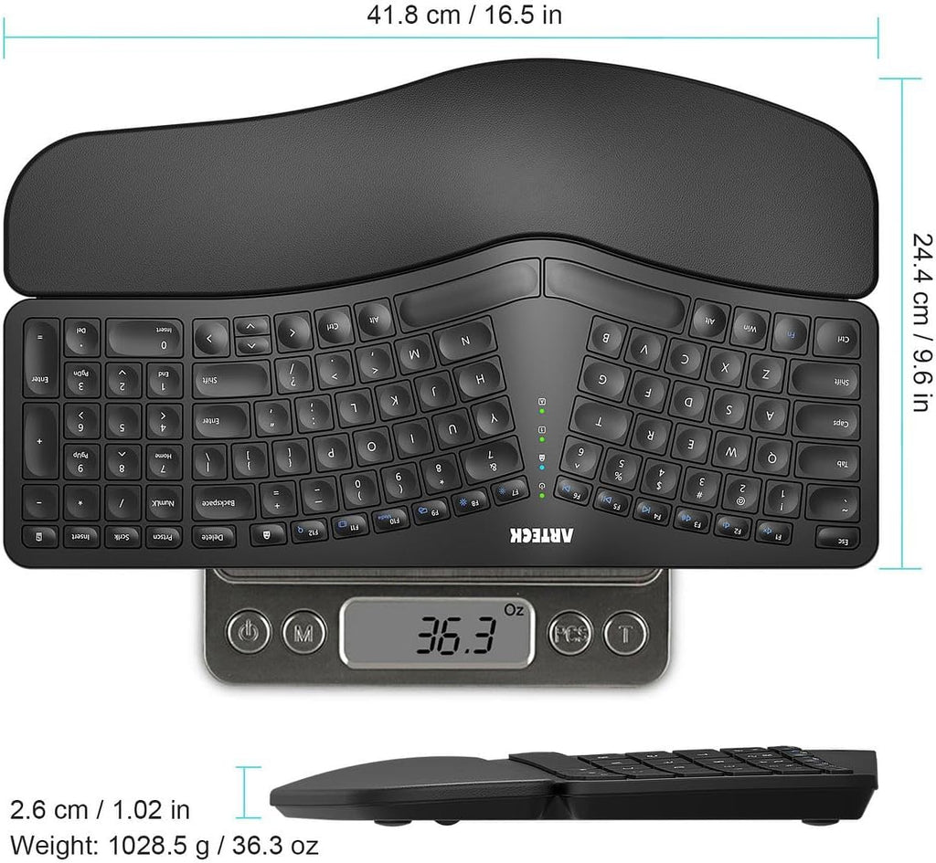 Arteck Teclado ergonómico dividido con reposamuñecas