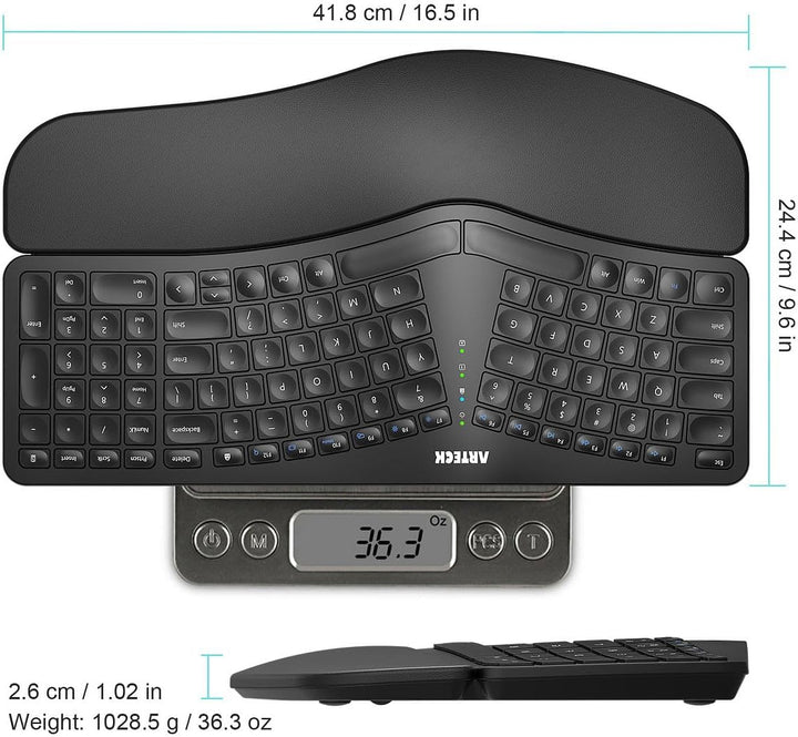 Arteck Teclado ergonómico dividido con reposamuñecas