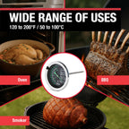 CDN Termómetro de carne a prueba de horno - Dial brillante | ProAccurate® | Dial de fácil lectura de 2 pulgadas | Impermeable, Recalibrable | Para asar en horno, aves, carne de res, barbacoa | IRM200