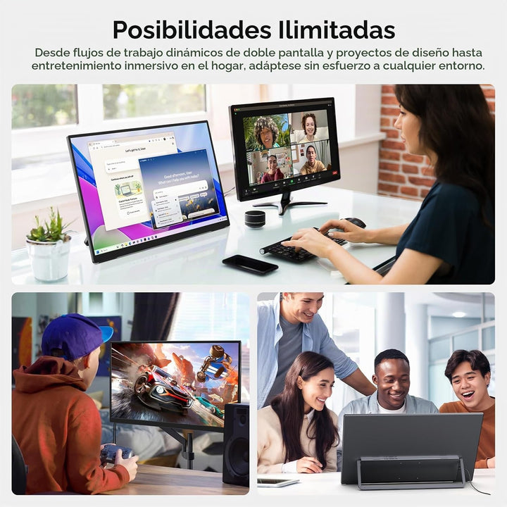 MNN Monitor portátil para juegos de 23.8" 100Hz FHD IPS USB-C H...