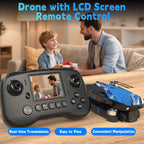 FPV Drone con cámara para adultos, pantalla LCD RC plegable, mini drones para niños principiantes, motor sin escobillas 270° para evitar obstáculos, compatible con tarjeta SD de 32G MAX menos de 8.82