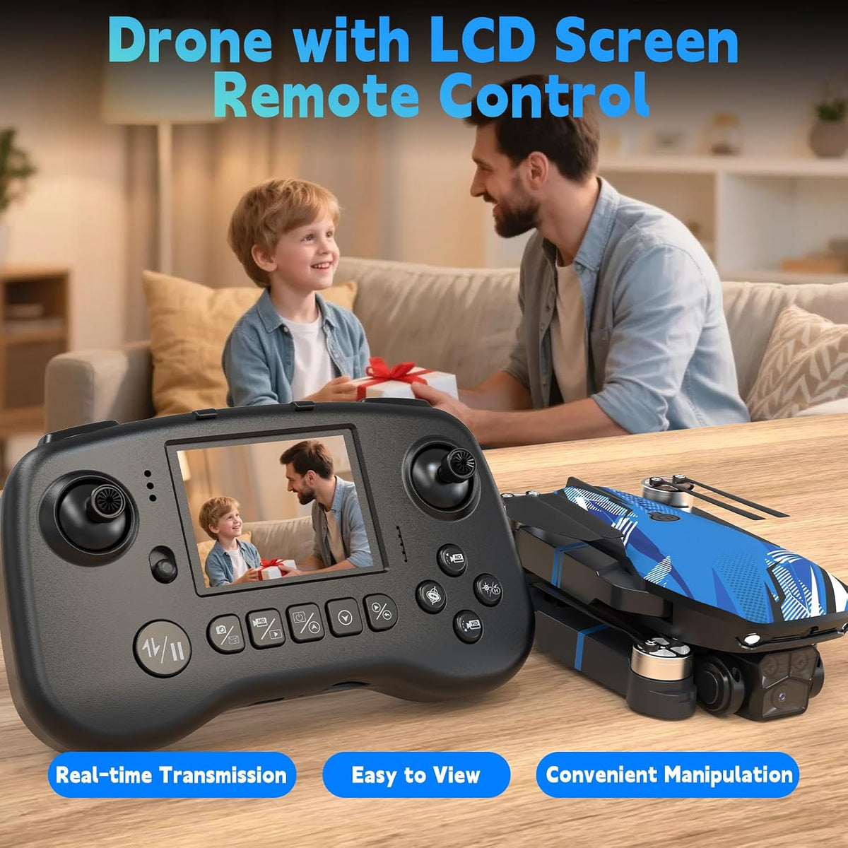 Dron con cámara para adultos, pantalla LCD FPV Live Video, motor profesional sin escobillas 270 ° para evitar obstáculos 3D Flips, Mini Quadcopter RC plegable para principiantes, soporte tarjeta SD de