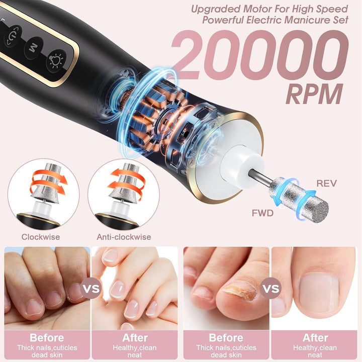Taladro Eléctrico de Uñas, Kit Profesional de Manicura y Pedicura,...