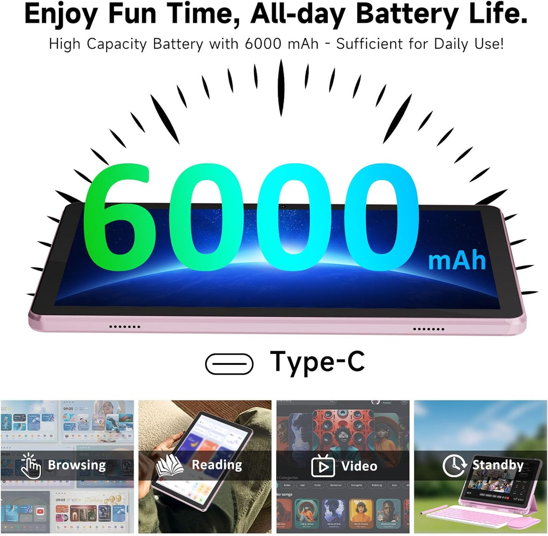 ICONLINK Tableta Android 15 de 10 pulgadas con funda 4+16 GB de RAM...