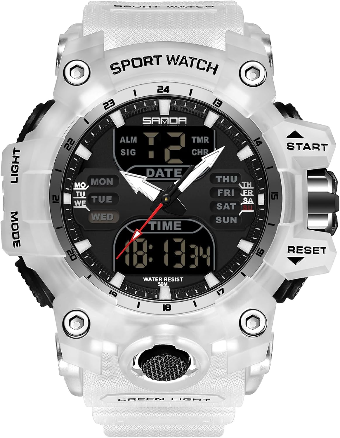 Reloj deportivo digital analógico unisex para exteriores, tácticas militares, multifunción, LED, electrónico, grande, impermeable, color caramelo, reloj de pulsera para estudiantes