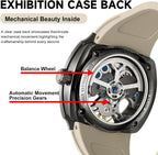 Reloj mecánico automático para hombre 1.693 in banda de silicona plateada