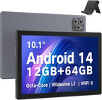 FIEKVE Tableta Android 14 de 10.1 pulgadas para adultos, Octa-Core,...
