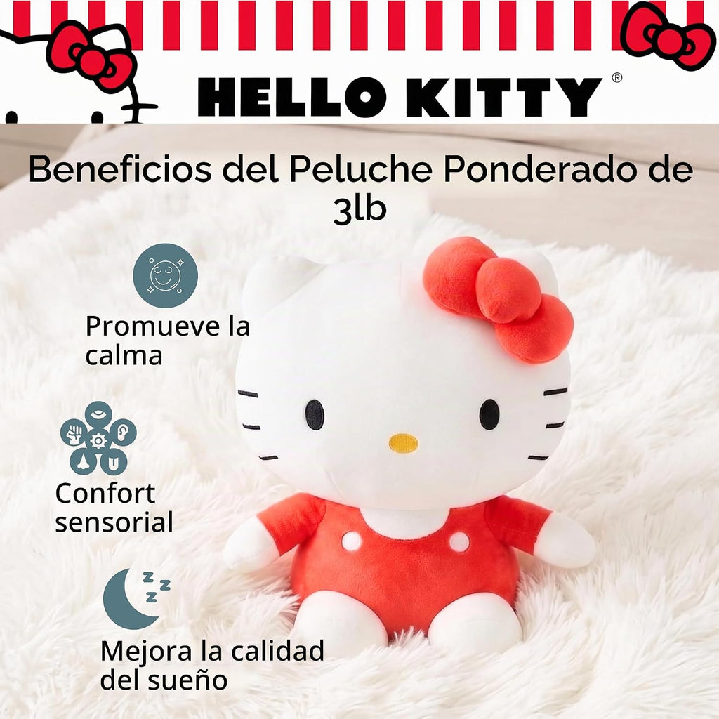 Franco Calm - Almohada ponderada de peluche Hello Kitty Bedding de 3 libras, suave y acogedora almohada Sanrio para mayor comodidad (producto oficial)