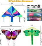 3 Pack Kites Grandes, Kites de Playa Fáciles de Volar