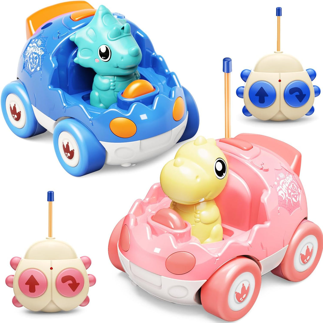 Kidz do Paquete de 2 Coches de Control Remoto de Dinosaurio Rosa, R...
