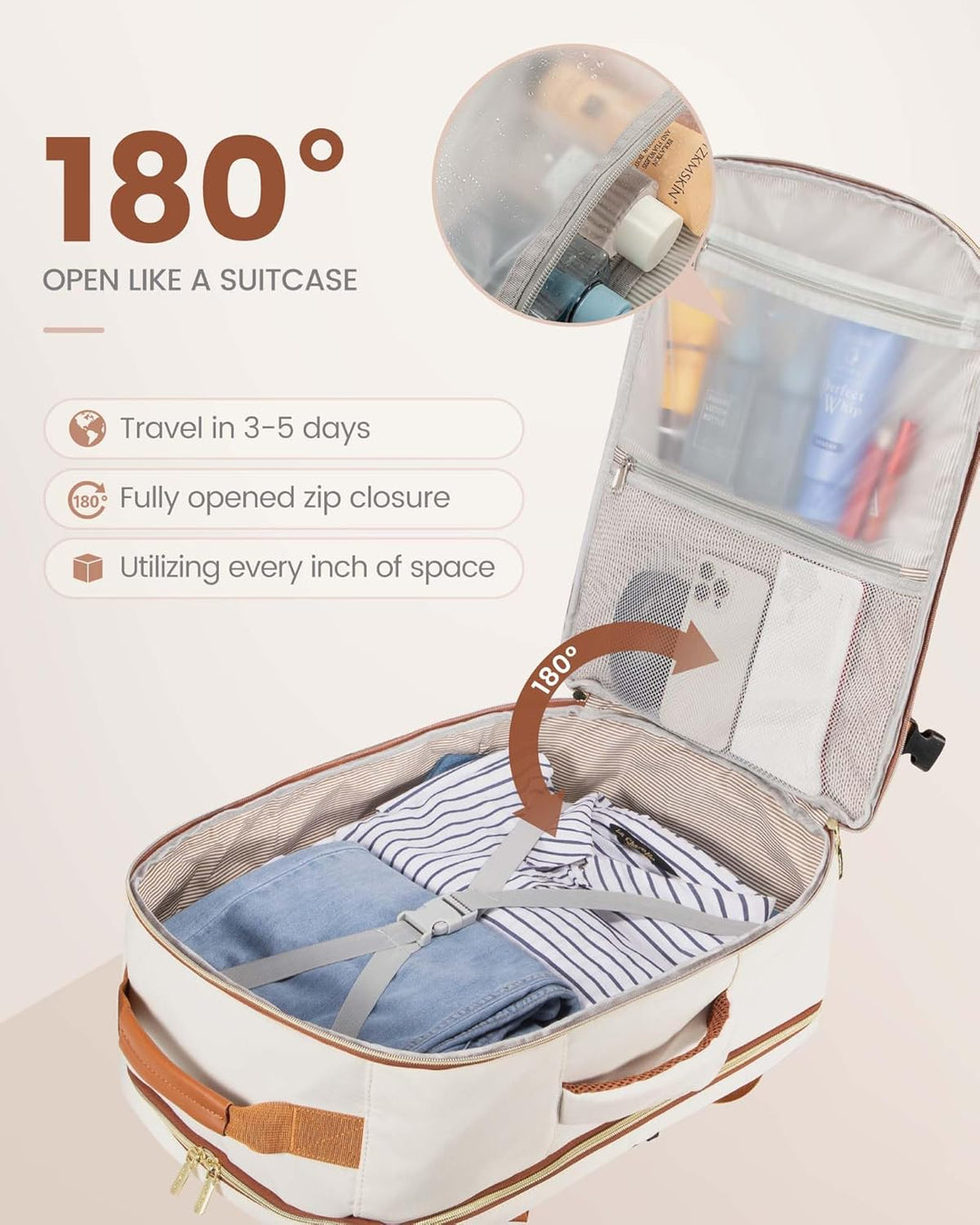 LOVEVOOK Mochila de viaje para mujeres y hombres, 40L, aprobada por...