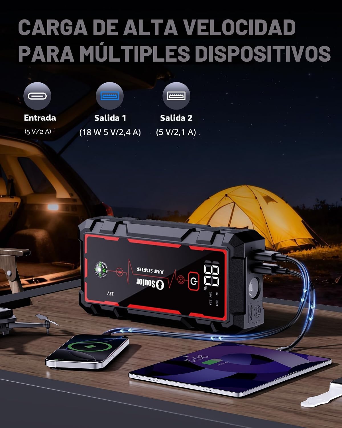Arrancador de batería portátil para automóvil Jump Starter 5000A