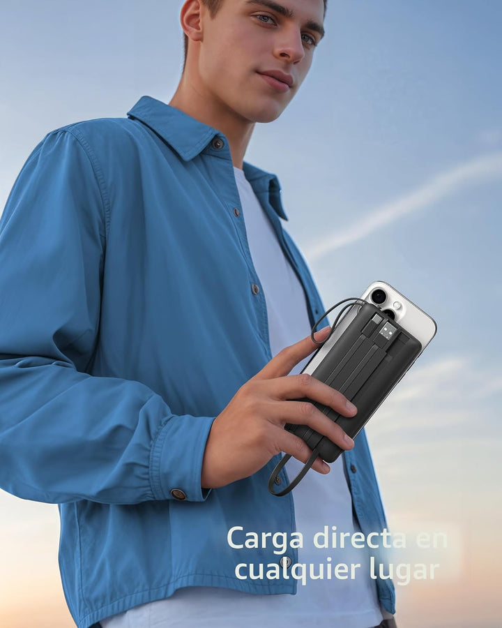 VRURC Cargador portátil con cables integrados, banco de energía del...