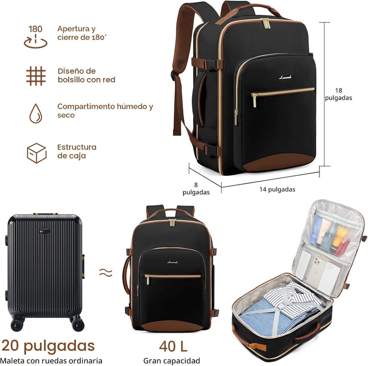 LOVEVOOK Mochila de viaje para llevar a bordo, Mochilas de viaje